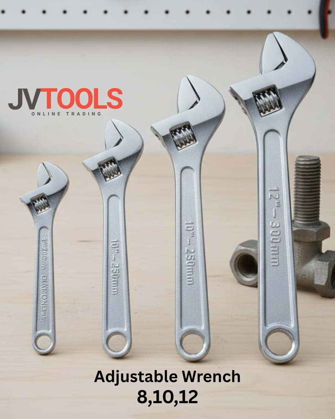 Adjustable Wrench Set - 8, 10, 12 inch