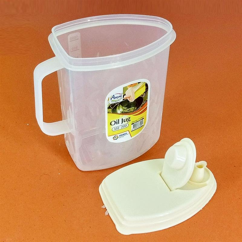 Mini Oil Jug | 1 Ltr Clear Plastic Oil Jug with Lid & Handle | Multipurpose Kitchen Liquid Container