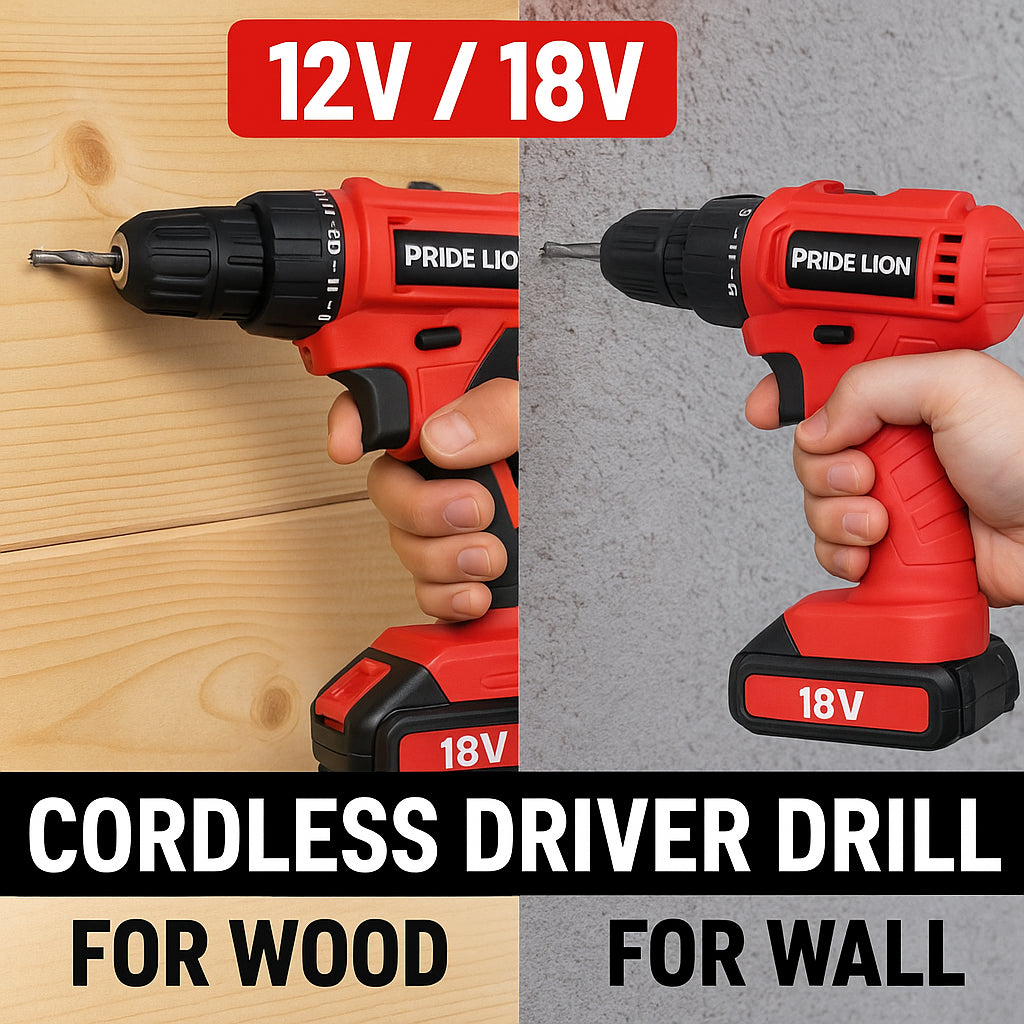 Pride Lion Cordless Driver Drill | Cordless driver drill | Power drill | Lithium-ion drill | Cordless drill kit | Drill/driver combo | Variable speed drill