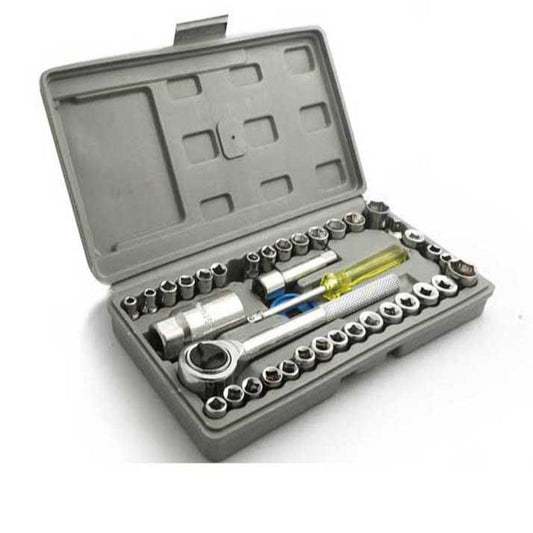 Original Aiwa 40 Piece Toolkit Tool kit Combination Socket Ratchet Wrench Set Tool Kit Toolkit Goti Set Ring Spanner Pana Set Screw Driver Bit Set Hand Toolkit Tools Kit Car Bike Cycle Repairing Hand Tool kit Toolkit Set Screwdriver Toolkit Drill Machine