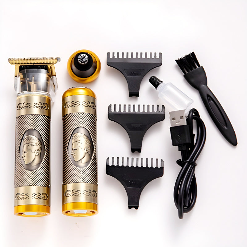 3-In-1 Vintage Grooming Set - USB Rechargeable Hair Clipper, Shaver & Nose Trimmer for Men