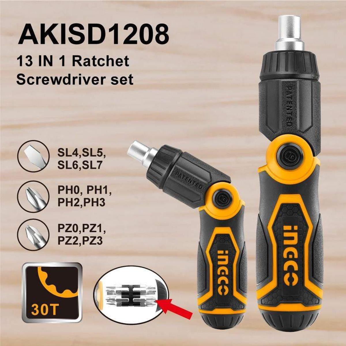 Ingco 13-in-1 Ratchet Screwdriver Set | Multi-Tool Kit AKISD1208