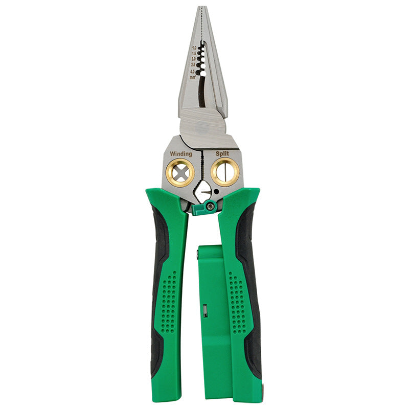 Multifunctional Steel Pliers with Soft Grip | Plastic Cutting, Stripping & Crimping Tool for Wire Measurement