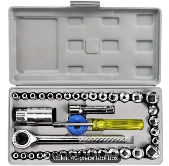 Original Aiwa 40 Piece Toolkit Tool kit Combination Socket Ratchet Wrench Set Tool Kit Toolkit Goti Set Ring Spanner Pana Set Screw Driver Bit Set Hand Toolkit Tools Kit Car Bike Cycle Repairing Hand Tool kit Toolkit Set Screwdriver Toolkit Drill Machine