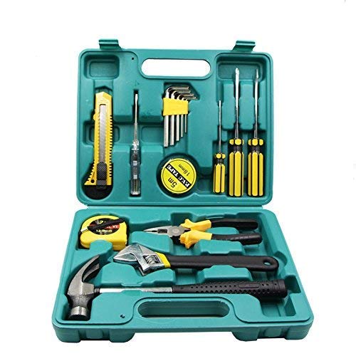 16 Pcs Hardware Tool Set Kit - Complete Tool Box with Screwdriver, Plier, Hammer, Measuring Tape & More