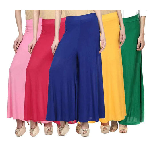 Pack of 5 Palazzo Pants for Women - Relaxed Fit, Free Size | Stylish & Comfortable Bottom Wear