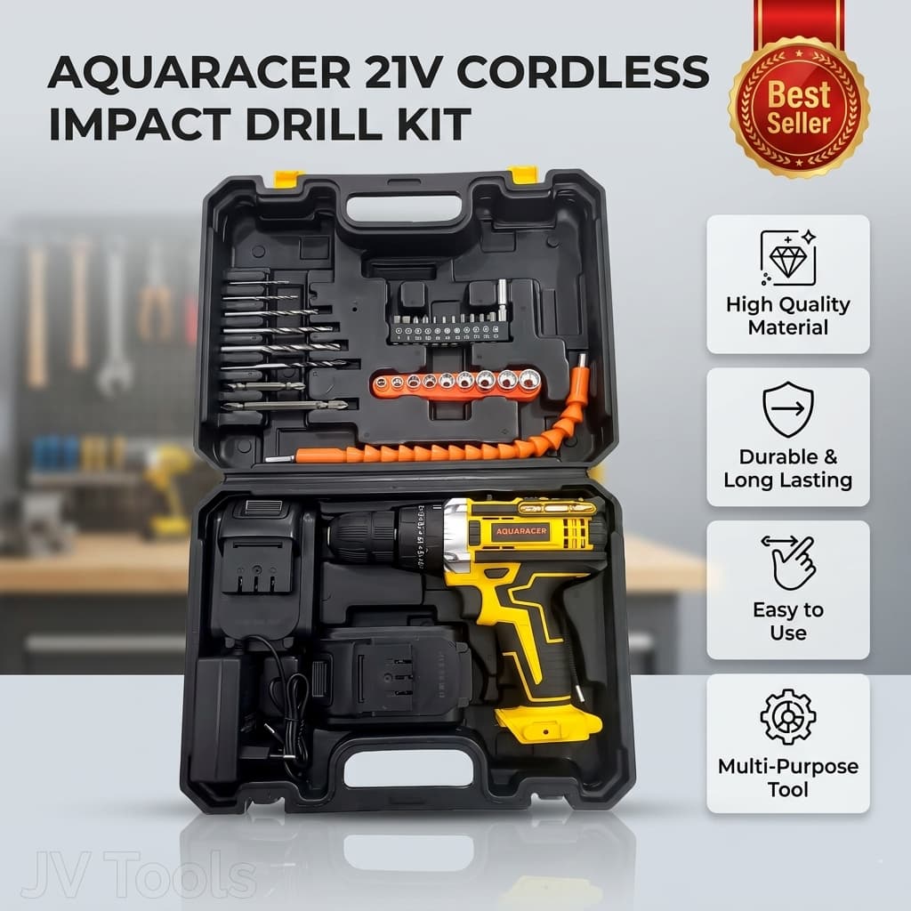 Aquaracer 21V Cordless Impact Drill Kit