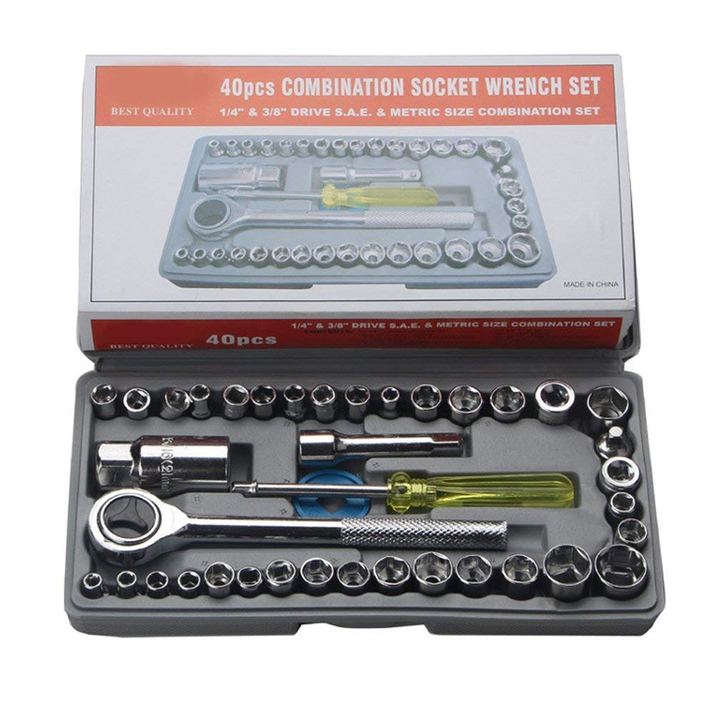 40pcs Combination Socket Wrench Set (SAE & Metric)