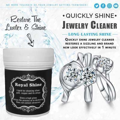 100% Jewelry Cleaner - 200ML for Gold, Diamond, Platinum & Precious Stones with Brush & Polishing Basket