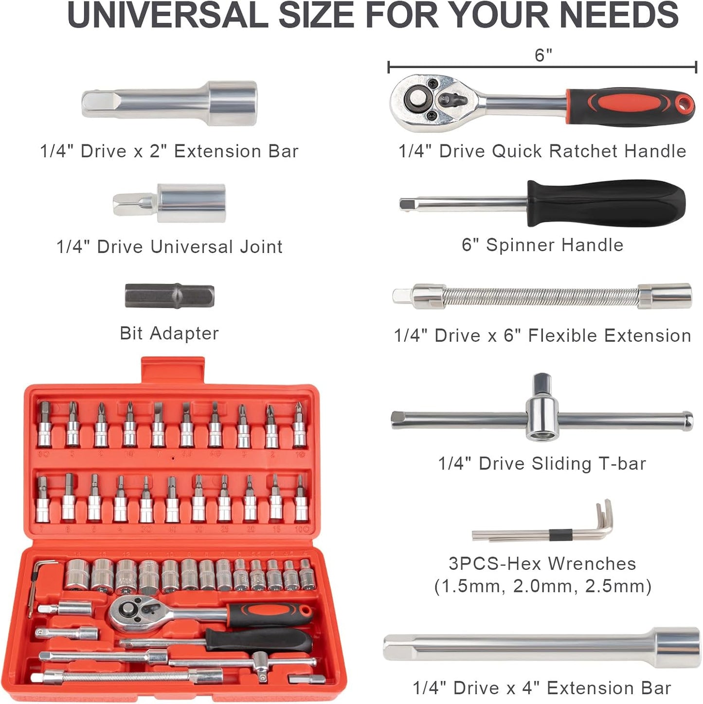 46PCS Small Drive Socket Ratchet Wrench Set - Professional Mechanic Tool Kit     “🎁 Rs 200 OFF – Use Code: JV804 👉 Limited time offer!”