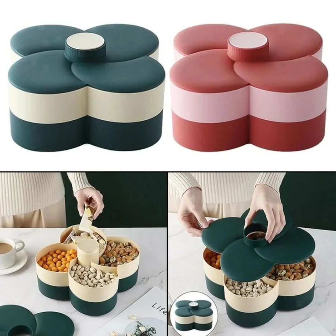 Multi Compartment Plastic Rotating Dry Fruit Tray