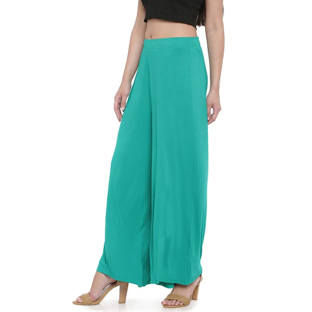 Pack of 2 Pure Viscose Rayon Palazzo Pants for Women | Soft, Stylish, & Flared Wide-Leg Trousers