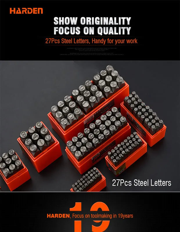Harden 27 Pcs Steel Letters Set (610863-610869) - Professional Steel Lettering Tools