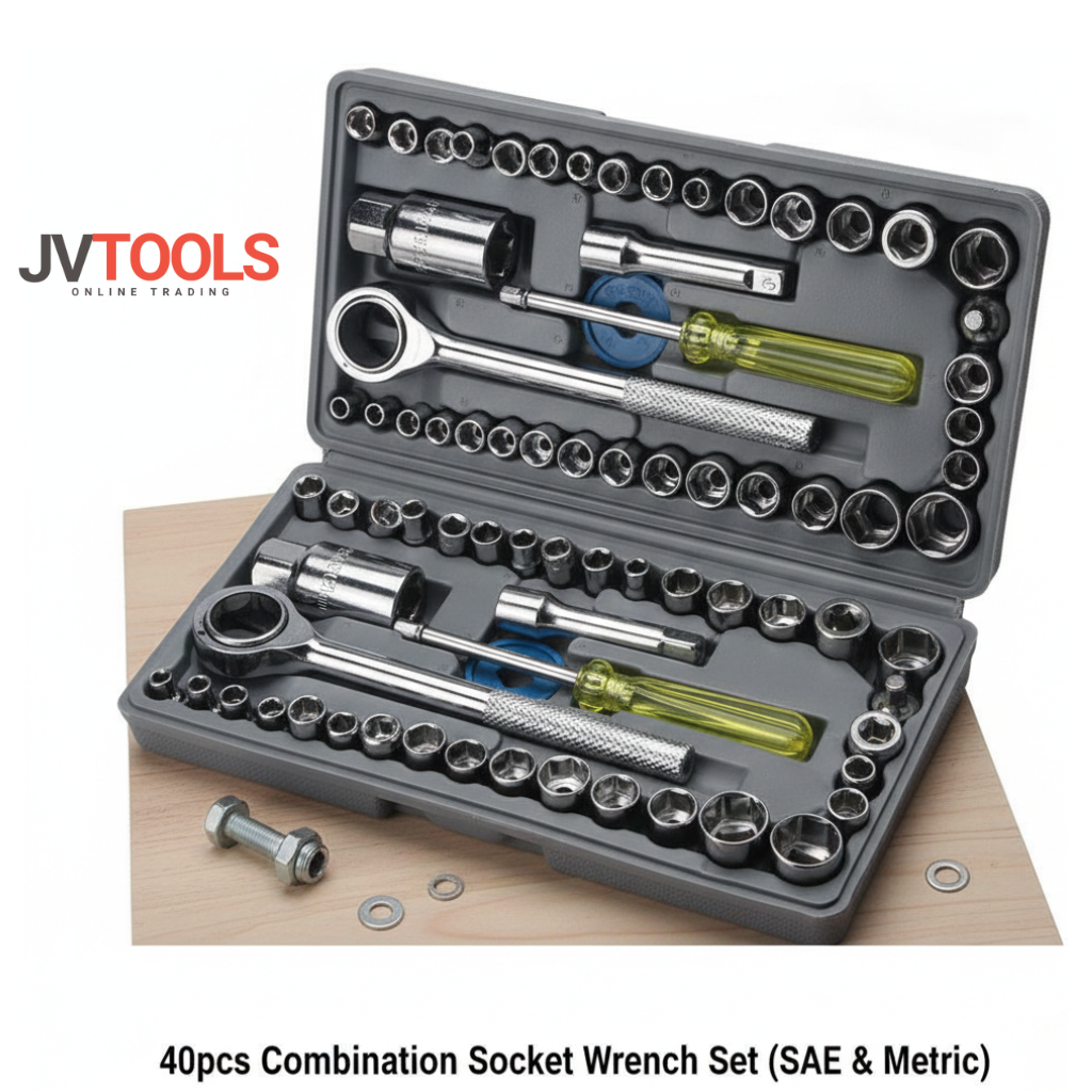 40pcs Combination Socket Wrench Set (SAE & Metric)