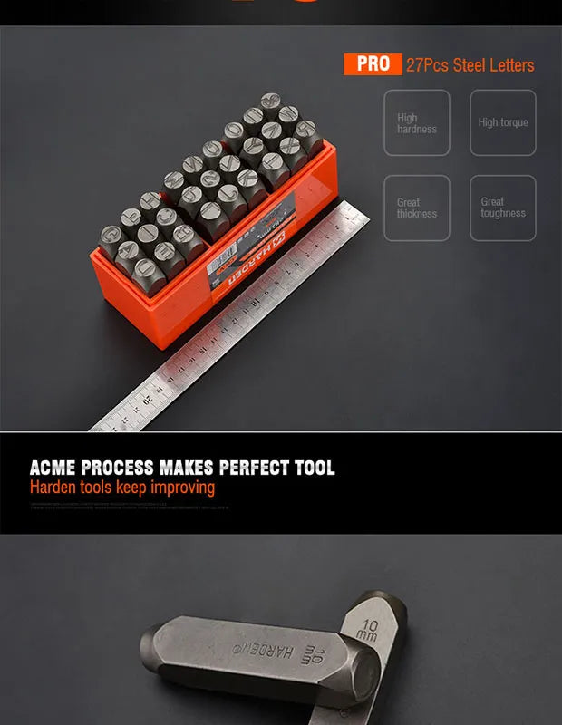 Harden 27 Pcs Steel Letters Set (610863-610869) - Professional Steel Lettering Tools