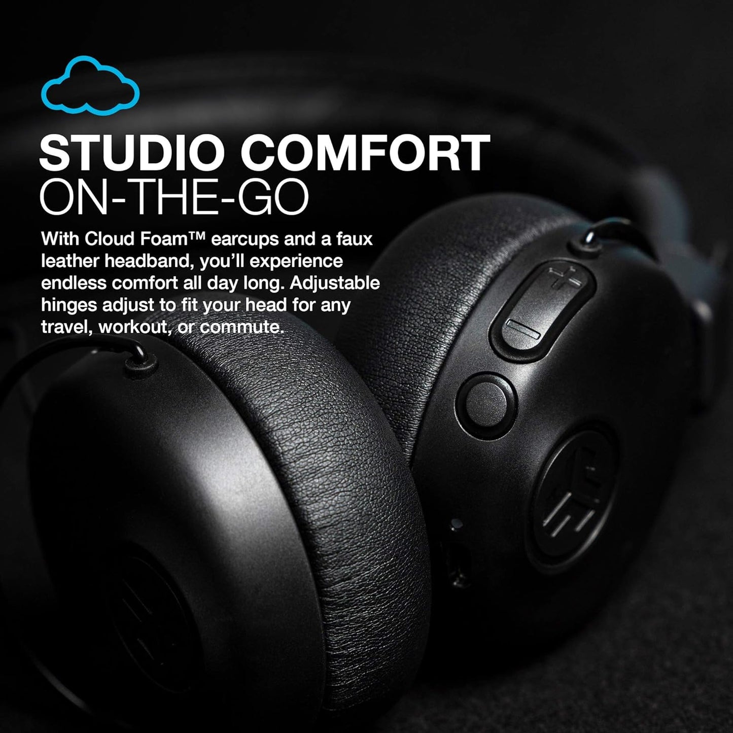 JLab Studio ANC On-Ear Wireless Headphones  Black  34+ Hour Bluetooth 5 Playtime 28+ Hour with Active Noise Cancellation EQ3 Custom Sound Ultra-Plush Faux Leather & Cloud Foam Cushions For Gamming PUBG ~ Smart Shopping & Co