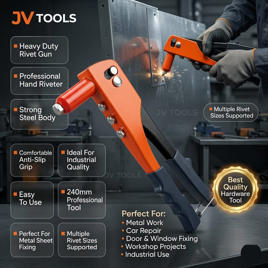 Professional Manual Pop Rivet Gun - Heavy-Duty Hand Riveter with Ergonomic Grip