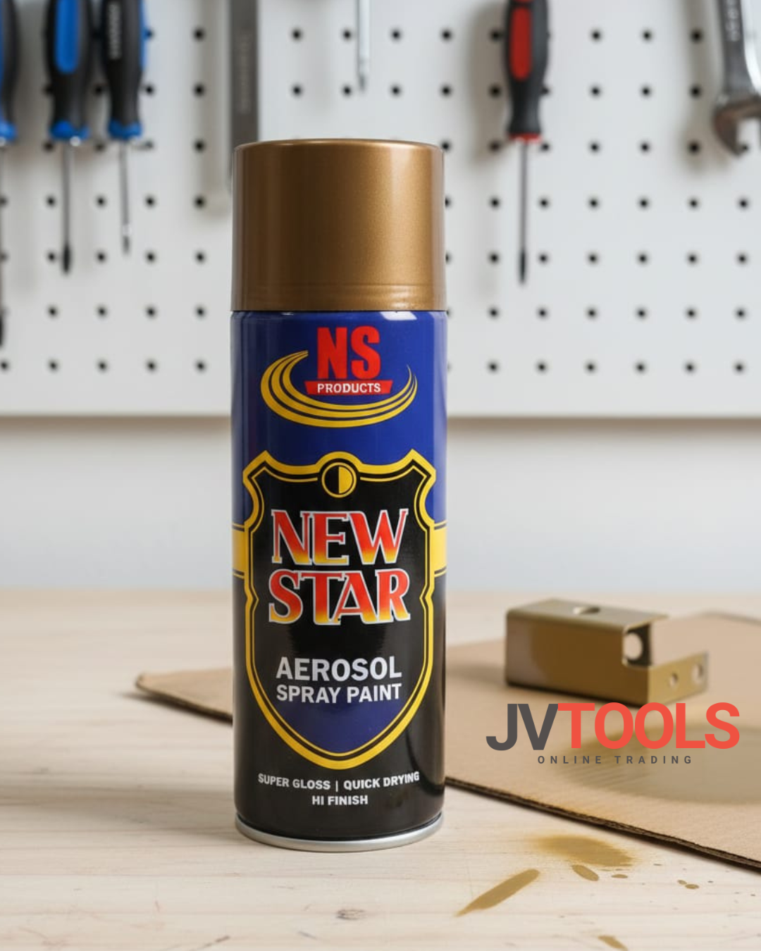 New Star Professional Aerosol Spray Paint - High-Gloss, Quick-Drying Metallic Gold Finish