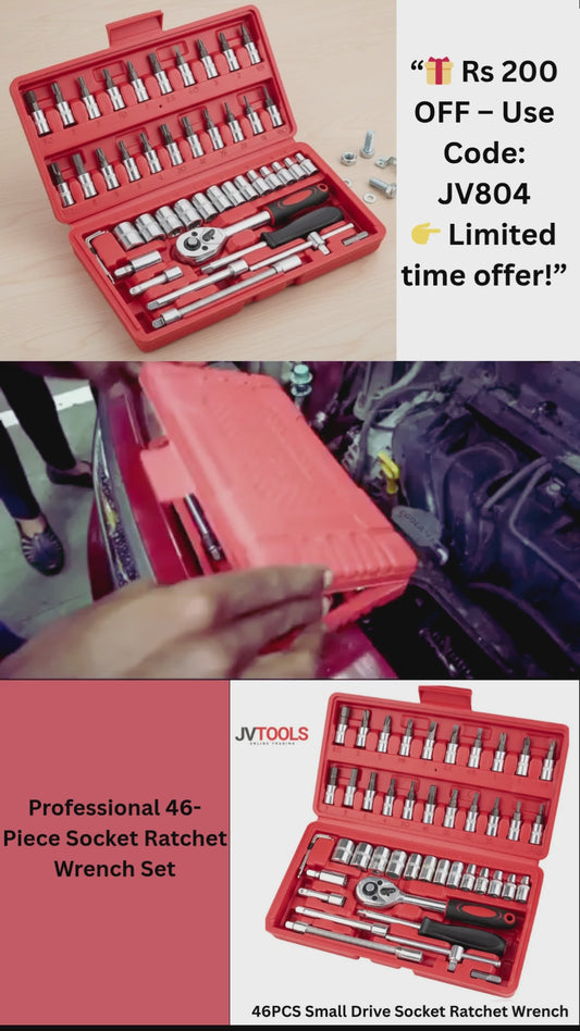 46PCS Small Drive Socket Ratchet Wrench Set - Professional Mechanic Tool Kit     “🎁 Rs 200 OFF – Use Code: JV804 👉 Limited time offer!”